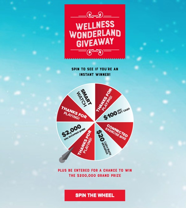 GNC Spin the wheel instant win giveaway